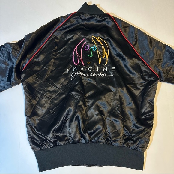 Vtg 80s John Lennon Imagine Embroidered satin jacket - Picture 1 of 7